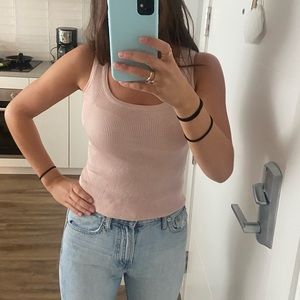 Comptoir des Cotonniers Baby Pink Ribbed Tank